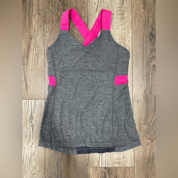 Lululemon Athletica Pink & Gray Push Your Limits Tank Top Size 8 - Picture 3 of 6